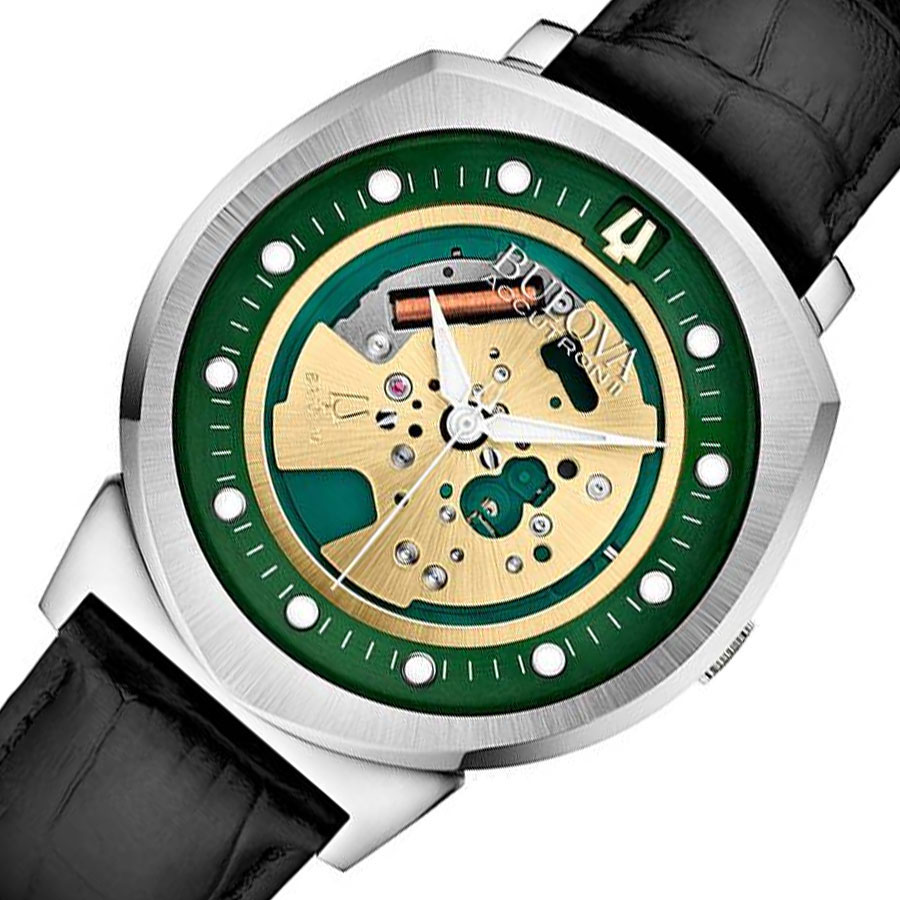 Đồng Hồ Nam Bulova Accutron Dây Da 96A155 - Mặt Xanh