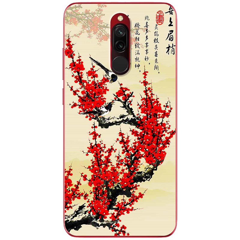 Ốp lưng dành cho Xiaomi Redmi 8 mẫu Cành đào đỏ