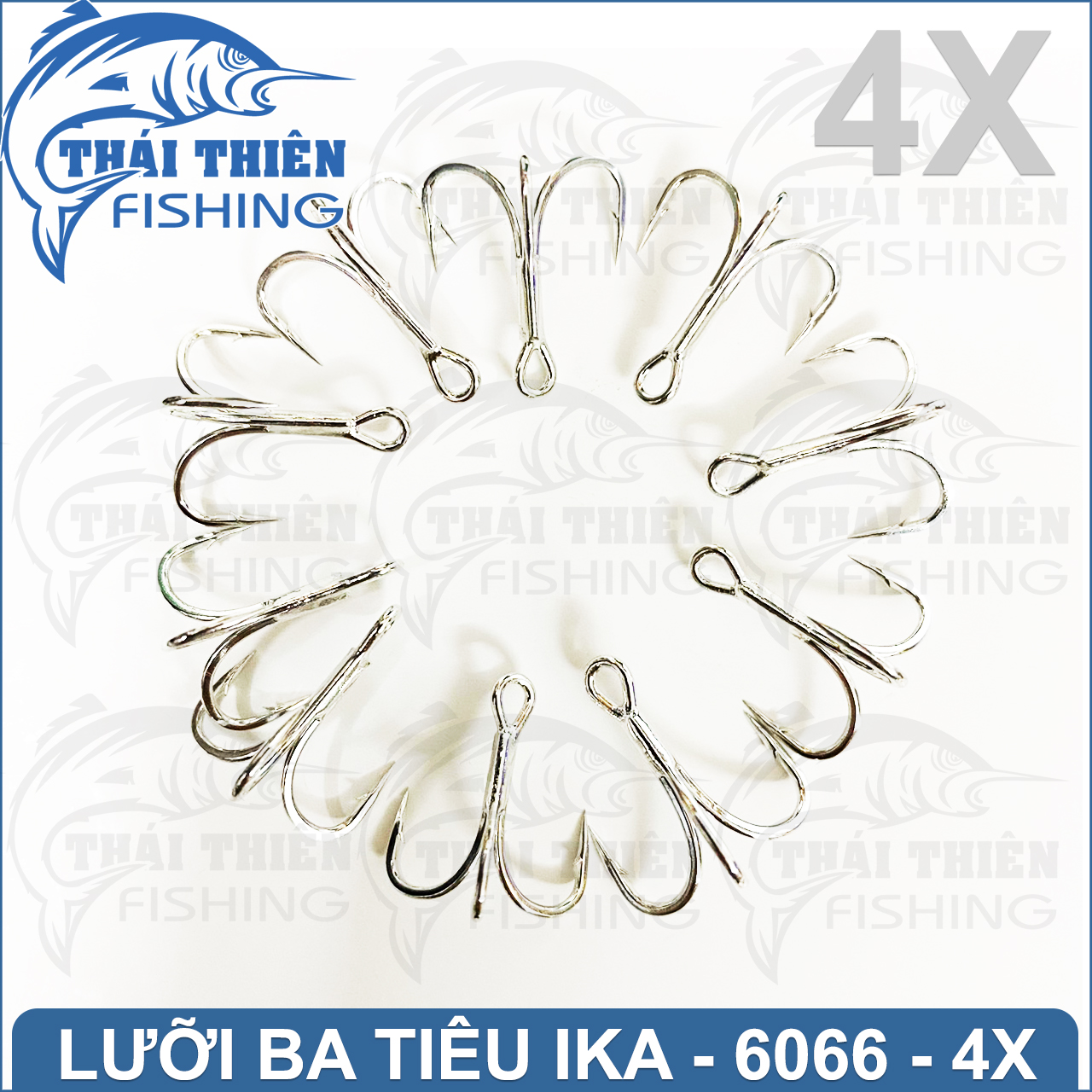 Lưỡi Câu Ba Tiêu 4X Ika 6066 Thép Trắng Không Gỉ