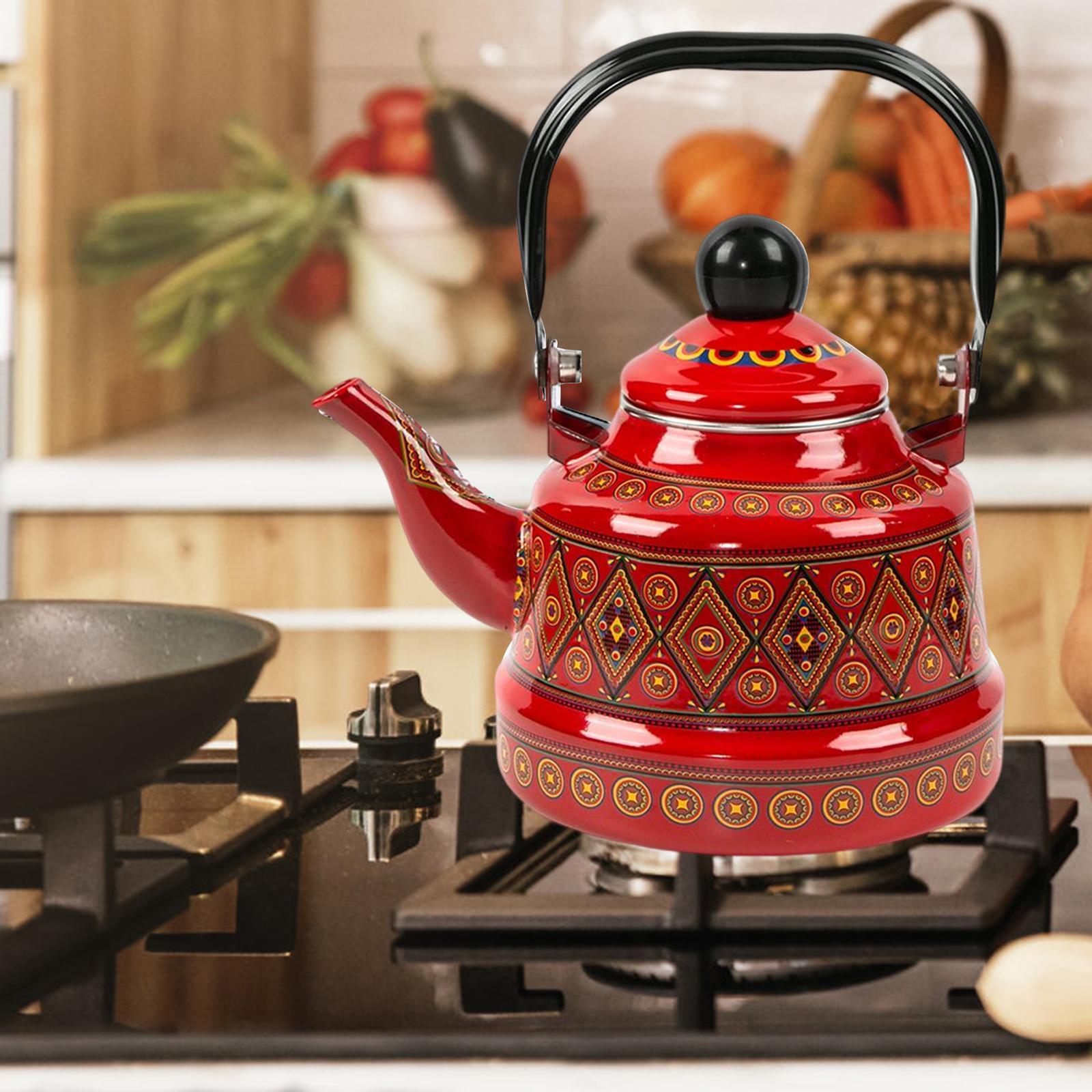 Large 2.5L Enameled Tea Kettle Tea Pot Tableware for Picnic