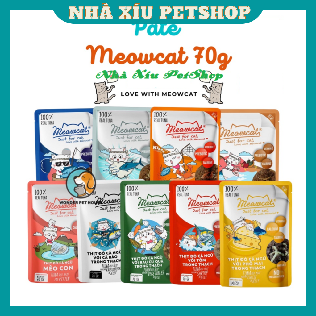 Pate cho mèo Meowcat 1 Thùng ( 48 Gói Mix Vị ) - Nhà Xíu PetShop