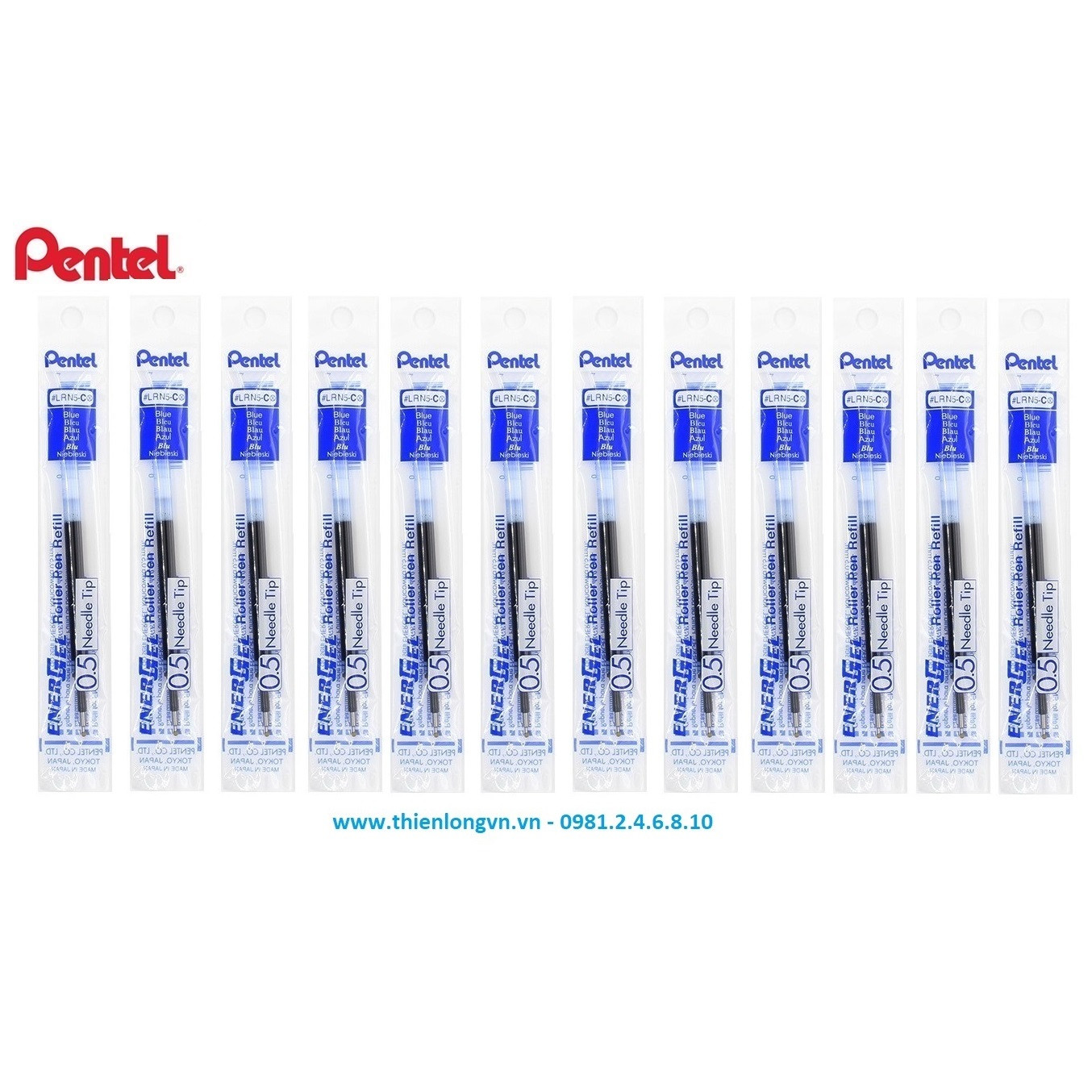 Hộp 12 Ruột bút nước energel Pentel LRN5 màu xanh