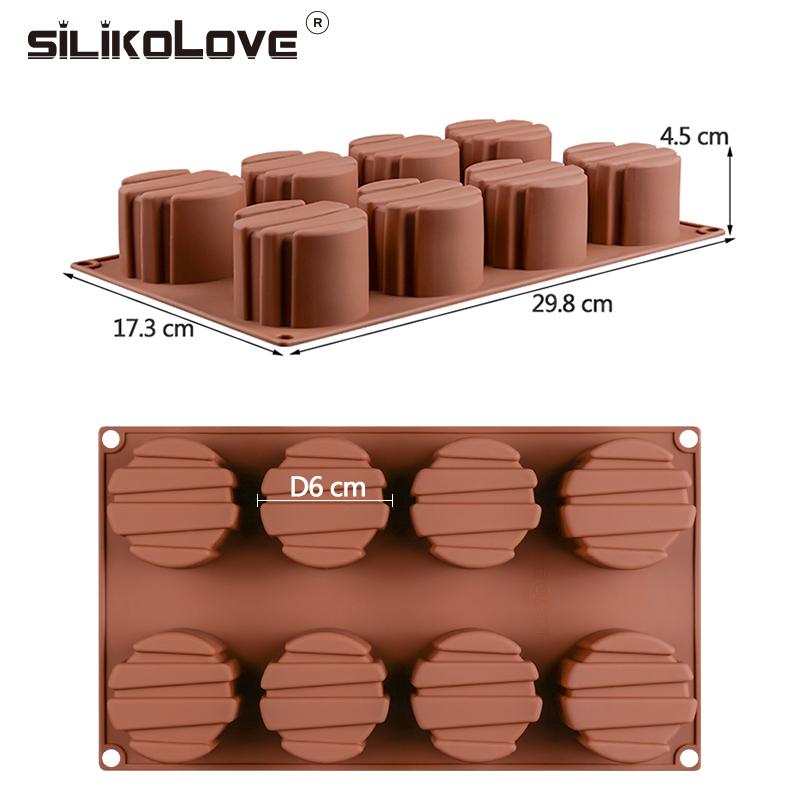 8 Khoang Hình Trụ Mousse Khuôn Silicon Làm Bánh Khuôn Làm Bánh Phụ Kiện Dụng Cụ Nhà Bếp