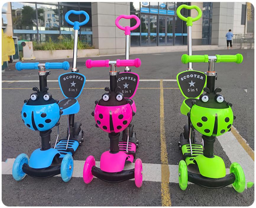 Xe trượt Scooter 3 in 1 kiểu dáng bọ rùa cho bé 2 - 12 tuổi