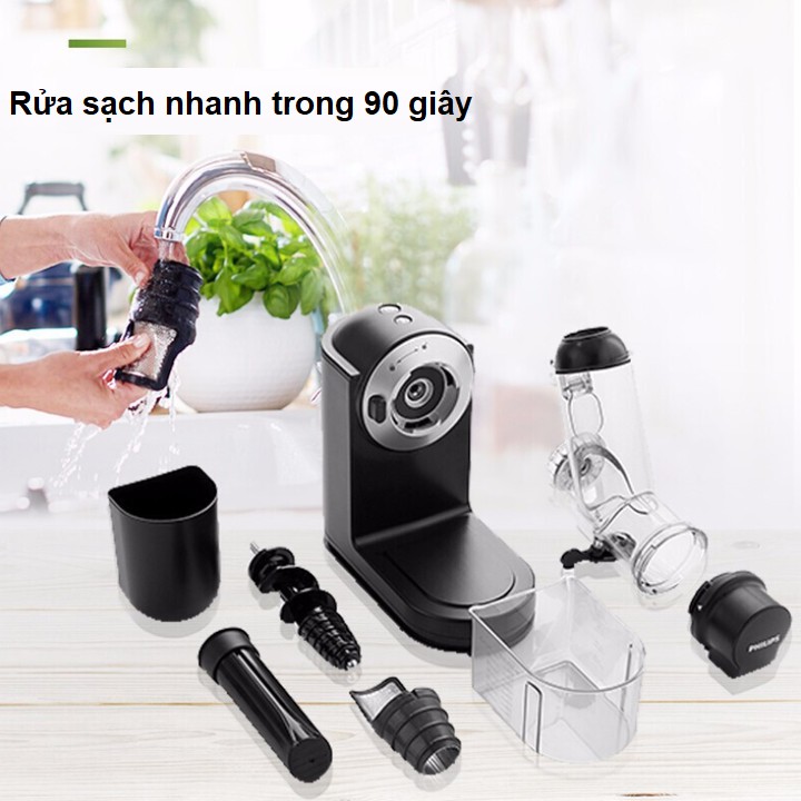 Máy ép trái cây tốc độ chậm Philips HR1889/71 công suất 150W Chiết xuất tới 80% dưỡng chất từ rau và trái cây - Hàng nhập khẩu