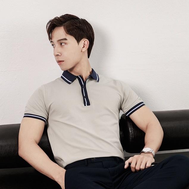 Áo Polo Nam Phối Nẹp CF Chất Liệu Cotton Co Giãn Nhẹ