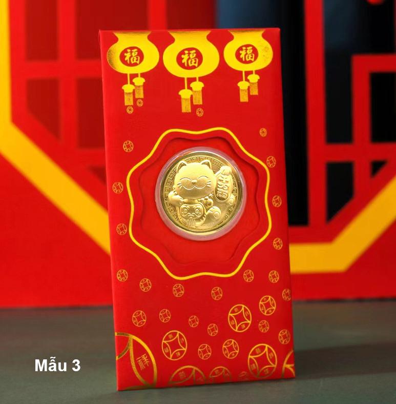 Bao lì xì con Mèo vàng 24k từ Đài Loan - Mẫu 3 - PASA COLLECTION
