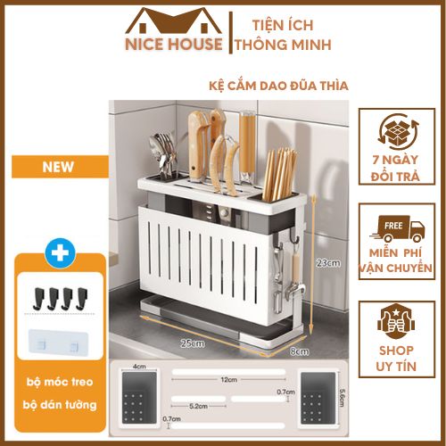 Hộp cài dao kéo đựng đũa Pehouse, giá cài dao, kéo đũa đa năng dán tường chất liệu kim loại sơn tĩnh điện sang trọng