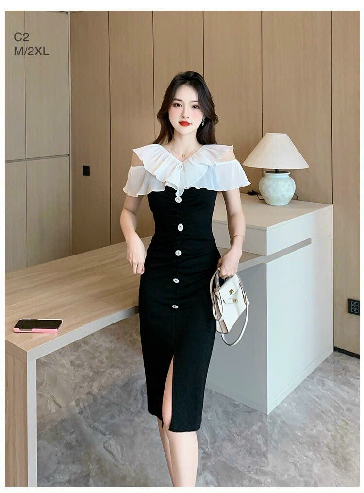 ĐẦM BODY THUN PHỐI NÚT SIÊU ĐẸP