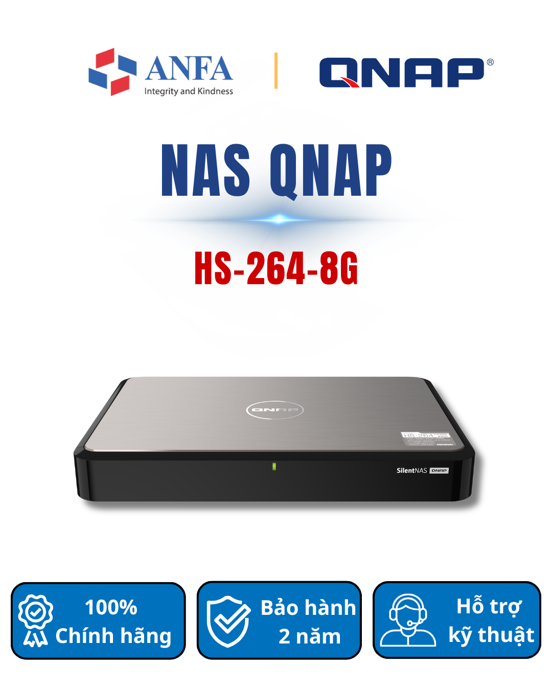 Thiết bị lưu trữ Nas QNAP, Model: HS-264-8G-Hàng chính hãng