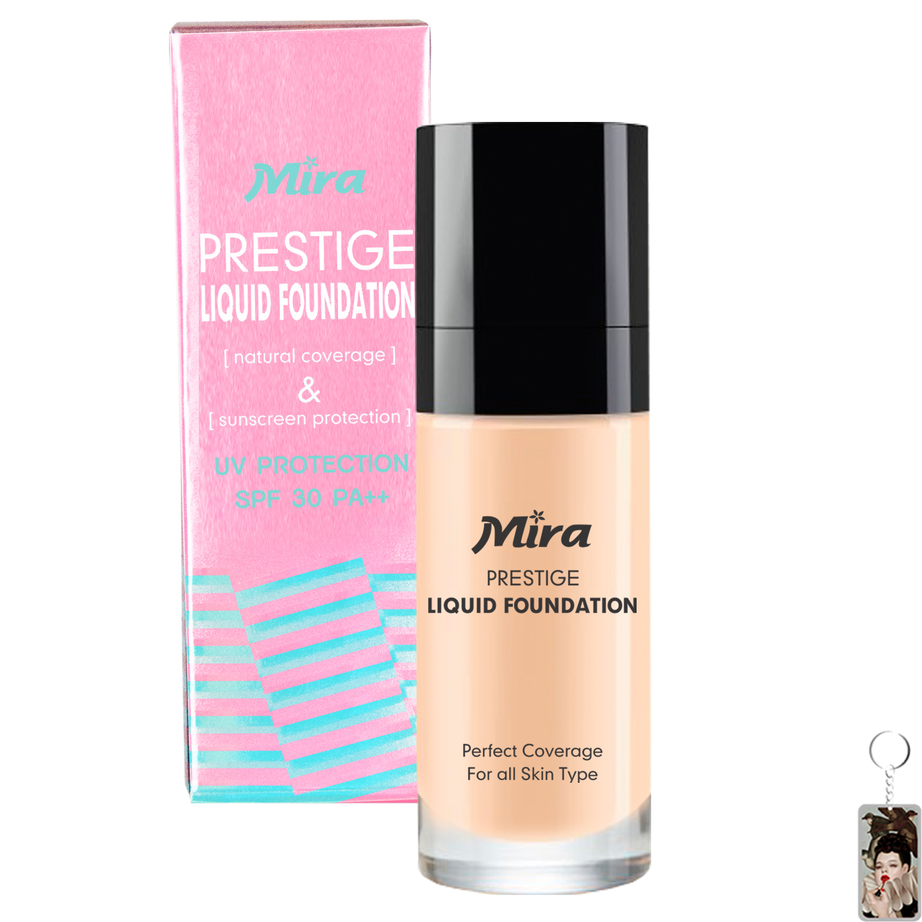 Kem Nền Chống Nắng Mira Liquid Foundation Tặng Kèm Móc Khoá - No.13 Da Trắng