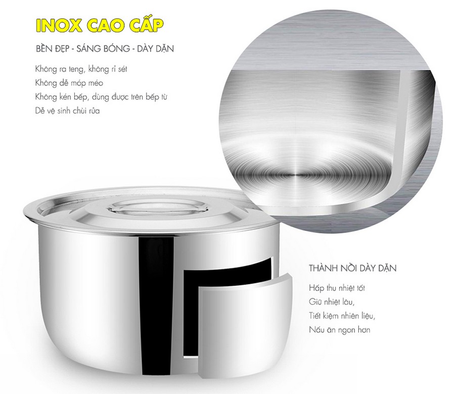 Bộ nồi inox 8 món kèm xửng MK 204 (dùng được tất cả các loại bếp)