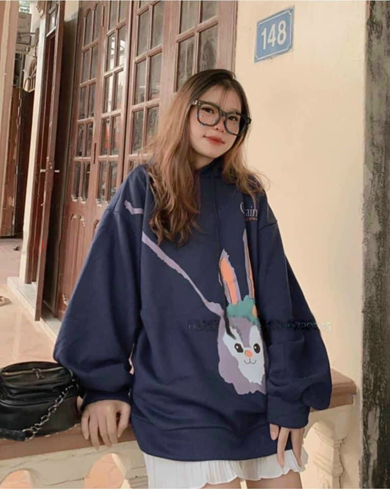 Áo hoodie nữ họa tiết thỏ cá tính