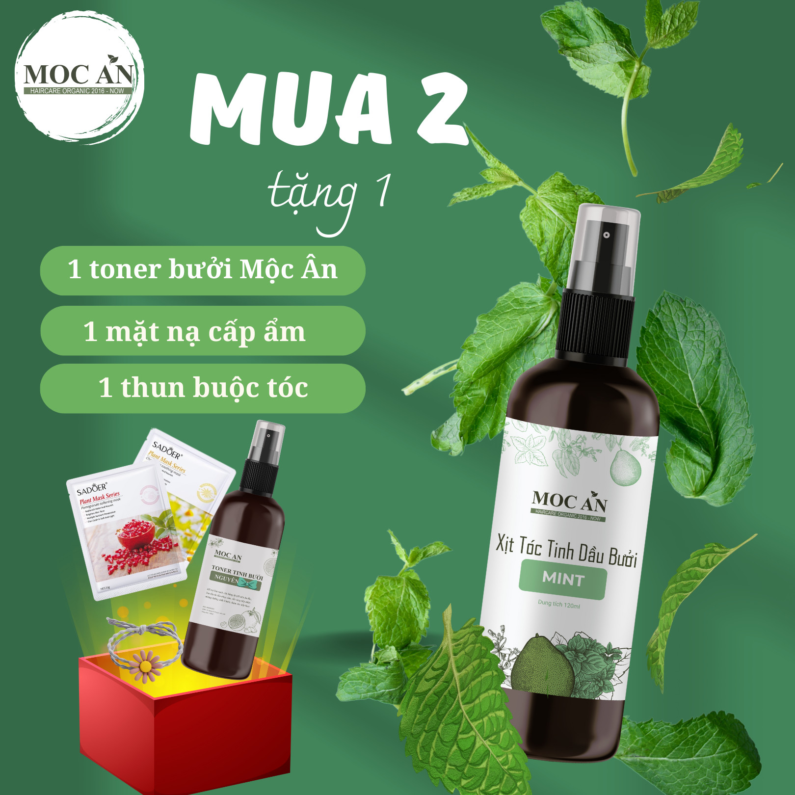 Xịt Tinh Dầu Bạc Hà 120ml Dưỡng Tóc Mộc Ân Haircare