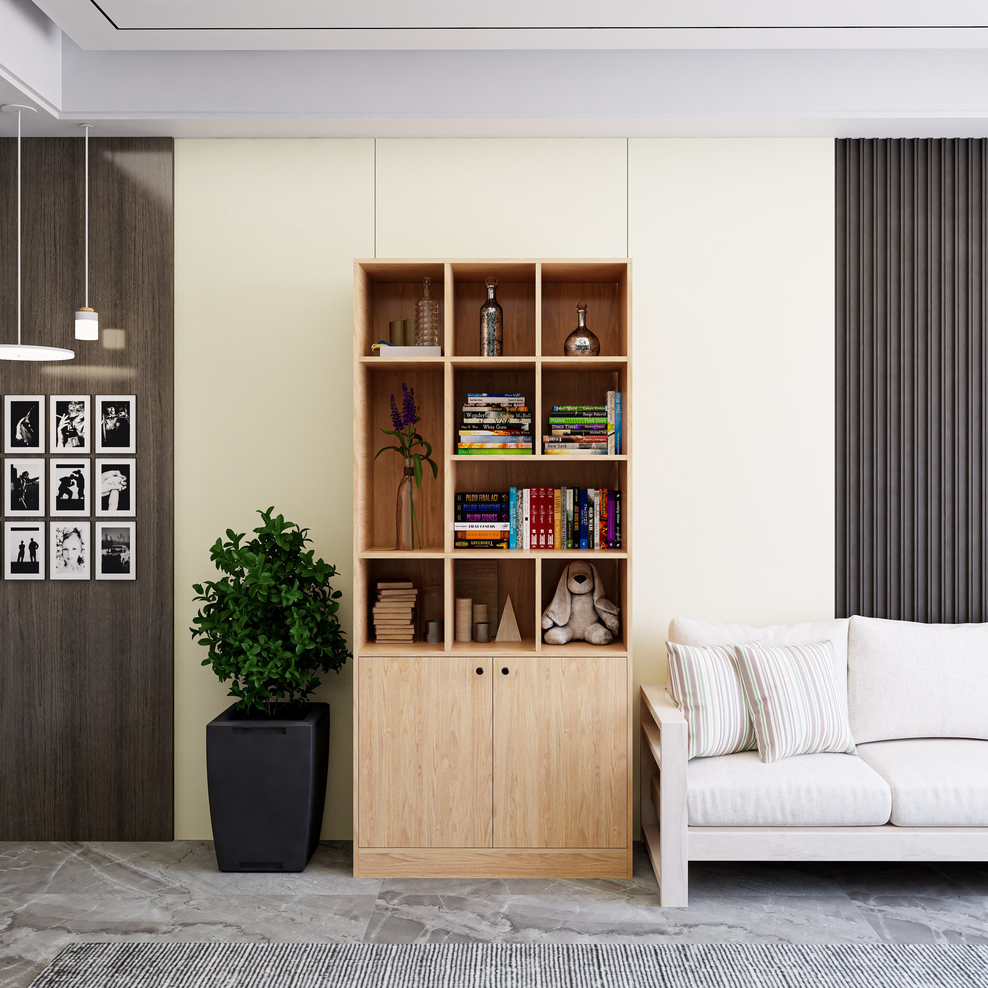 CATY , Kệ sách 2 cửa mở , 90cm x 39cm x 200cm , KSA_025