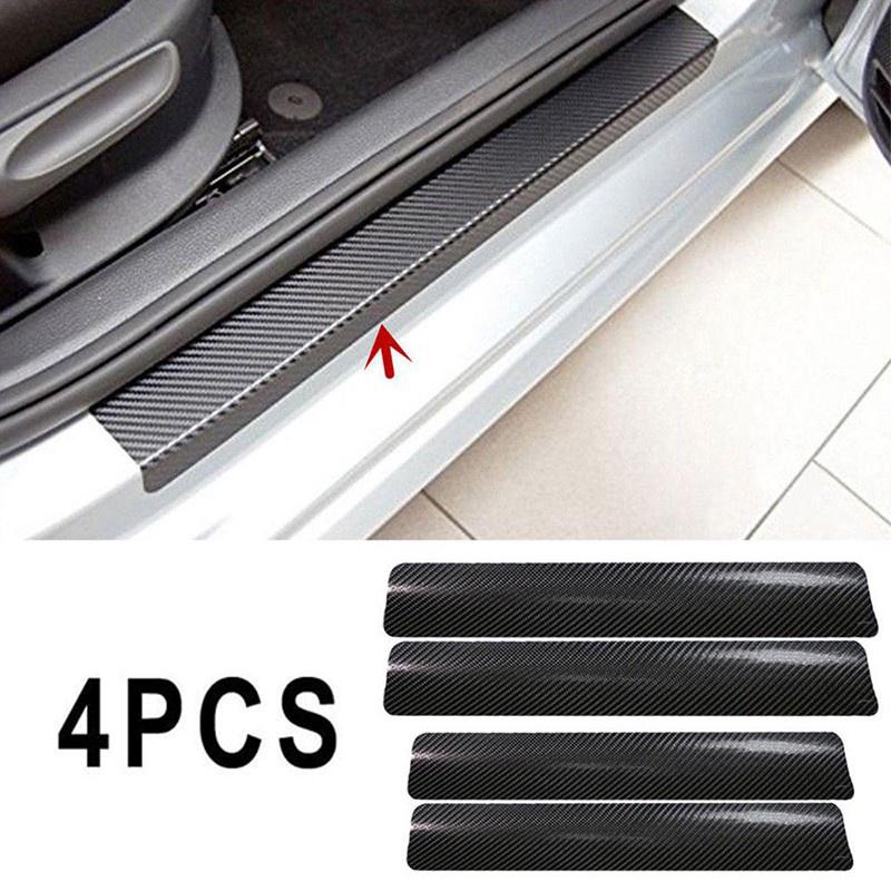 Bộ 4 Miếng Dán Bảo Vệ Chống Trầy Xước Cửa Xe Hơi 3D Bằng Sợi Carbon Kèm Lưỡi Gạt