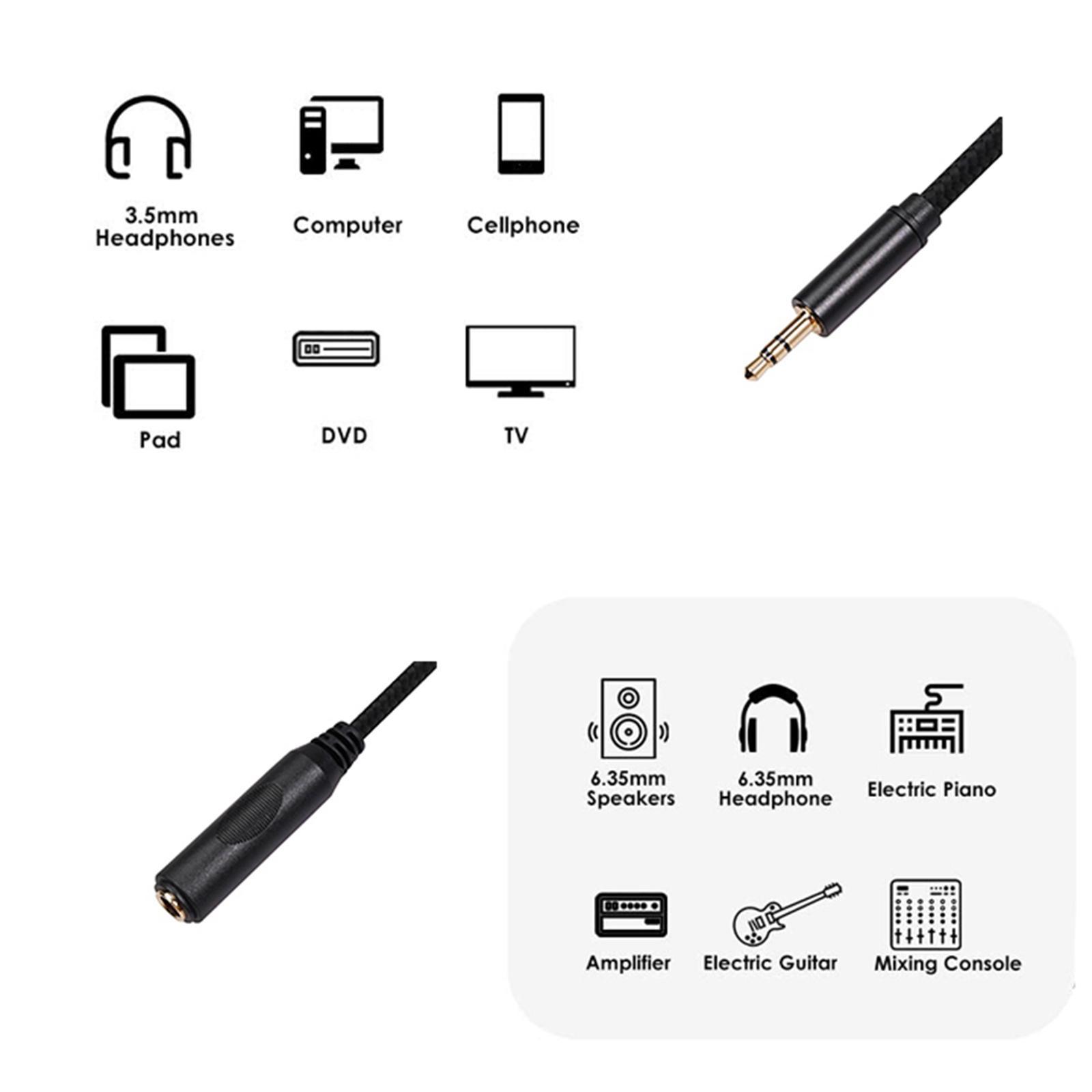 3.5mm Male to 6.35mm Female Stereo Audio Jack Pure Copper Adapter 0.3 meter