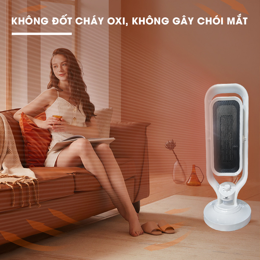 Máy sưởi gốm, đèn sưởi cho bé Ceramic không đốt cháy Oxy, không khô da, chính hãng CameWell H1, công suất 2500W xoay 4 chiều