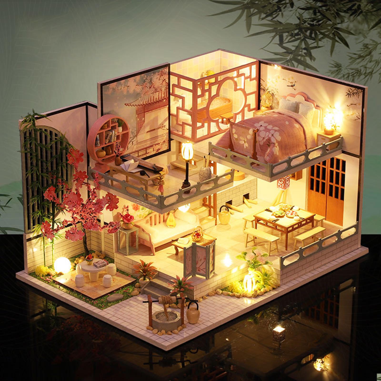 DIY Creative 3D Miniature Dollhouse With Furniture Wooden Villa Puzzle Gift