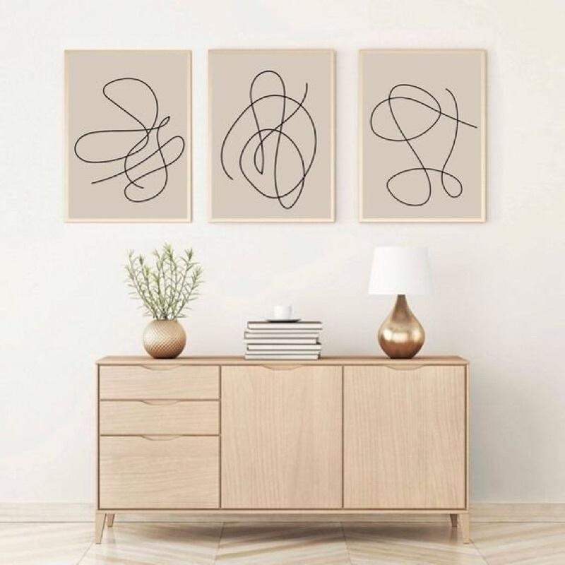 Bộ tranh 3 bức canvas hiện đại - trừu tượng