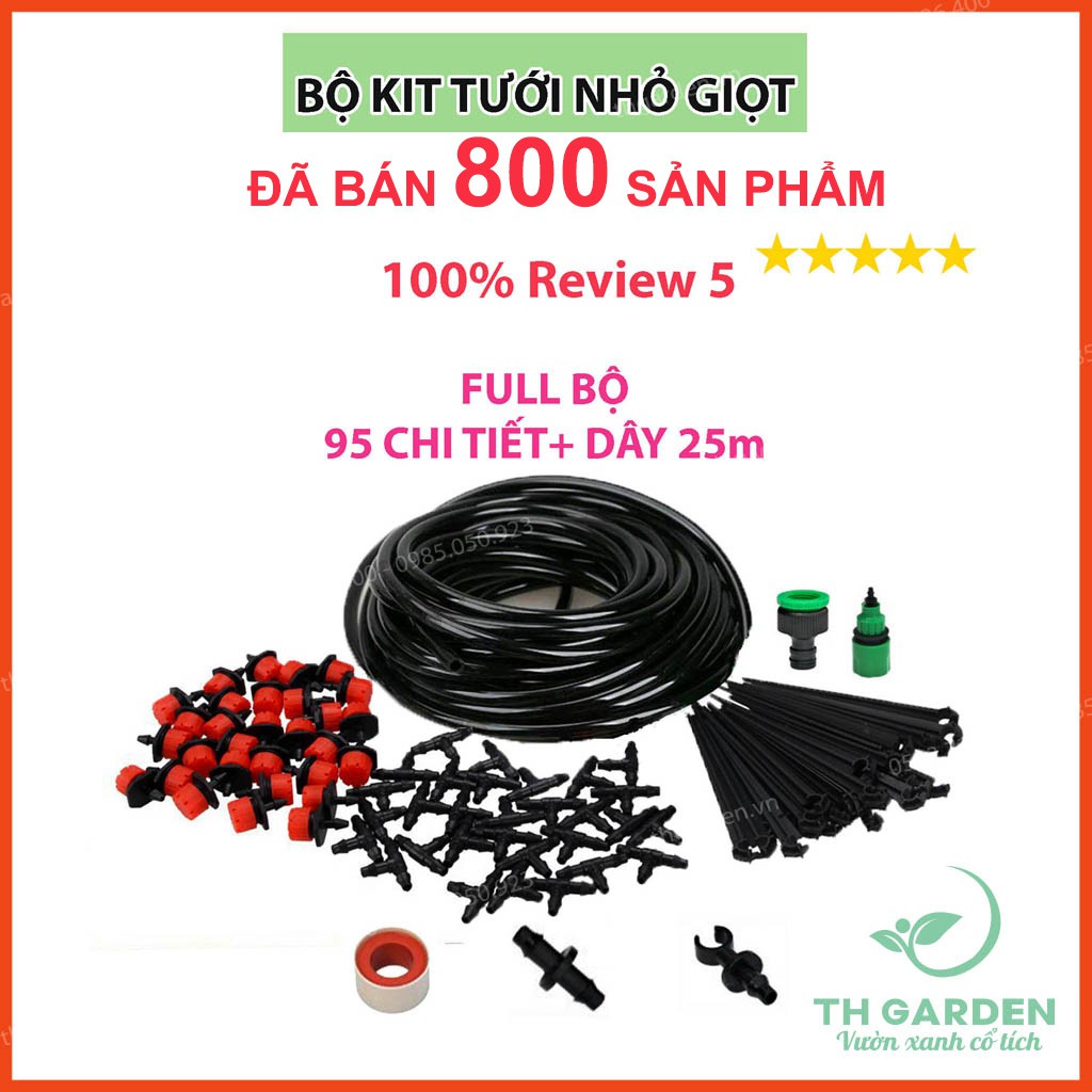 Bộ 30 béc tưới cây 8 tia nhỏ giọt kèm 25m dây và đầy đủ phụ kiện 206848