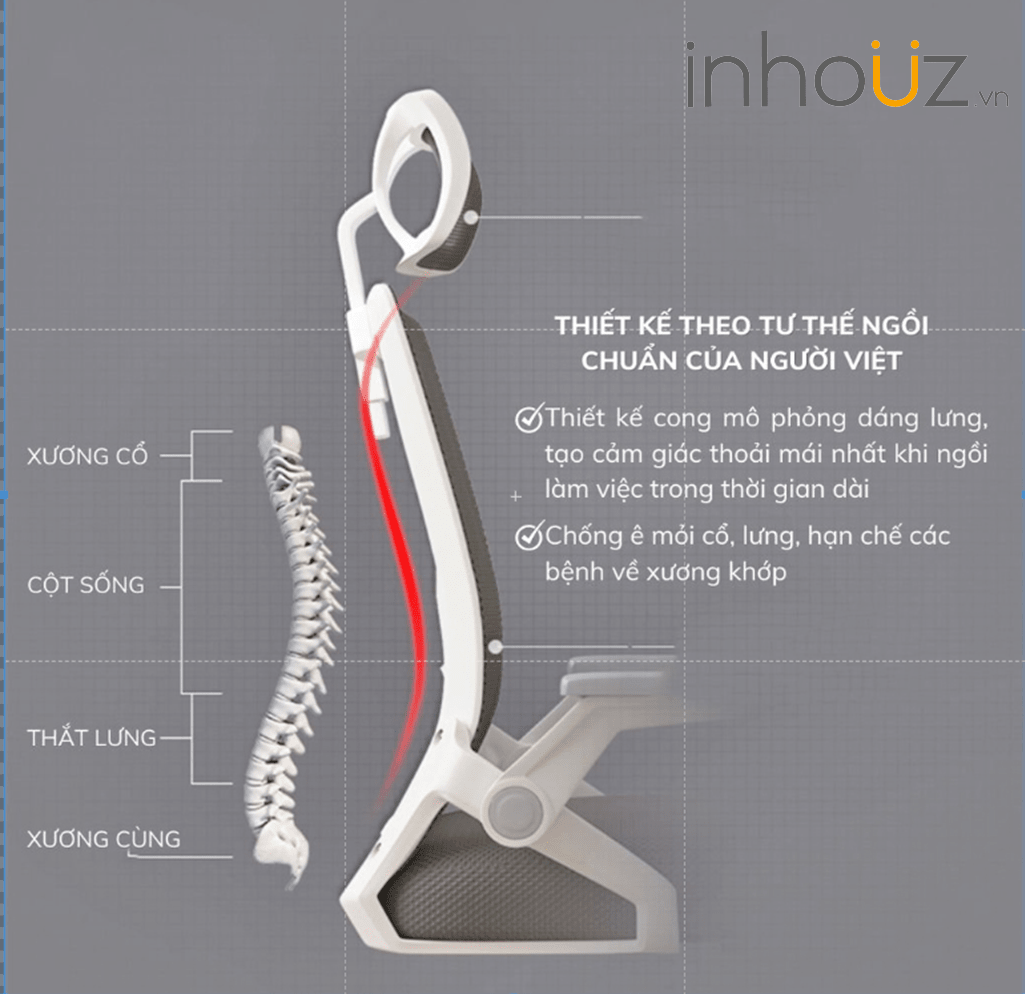 Ghế Xoay Văn Phòng TANNI Premium 01, Ghế Làm Việc Công Thái Học Cao Cấp- INHOUZ