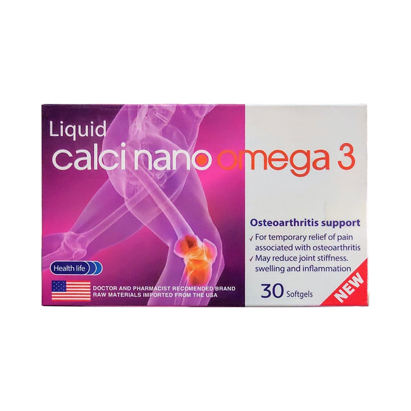 Viên uống Liquid Calci Nano Omega 3 hỗ trợ sức khoẻ xương khớp, phát triển chiều cao, ngừa loãng xương - Hộp 30 viên (màu ngẫu nhiên)