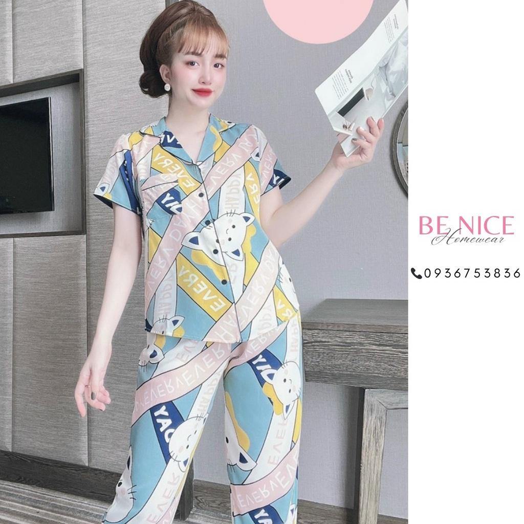 Bộ pijama mặc nhà Be Nice Homewear quần dài tay ngắn chất mango siêu đẹp