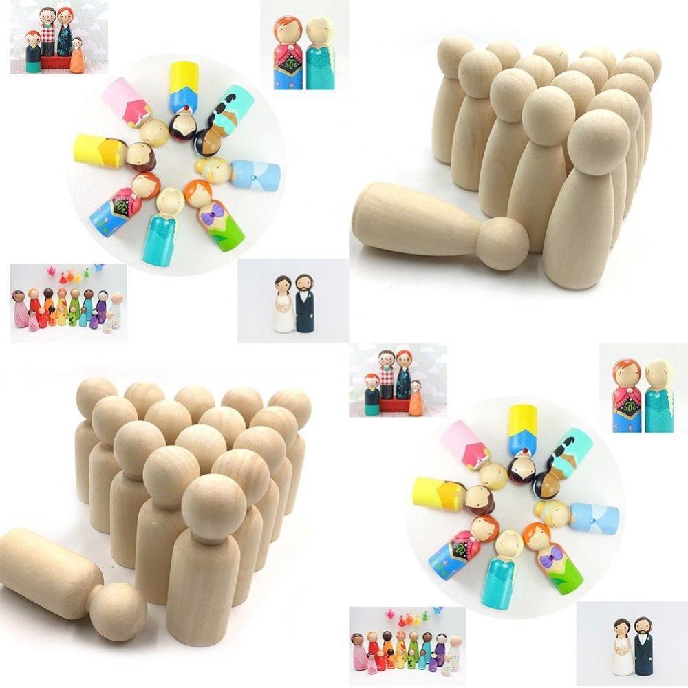 Set 20 Búp Bê Gỗ Màu Trơn Dùng Trang Trí Bánh Kem DIY
