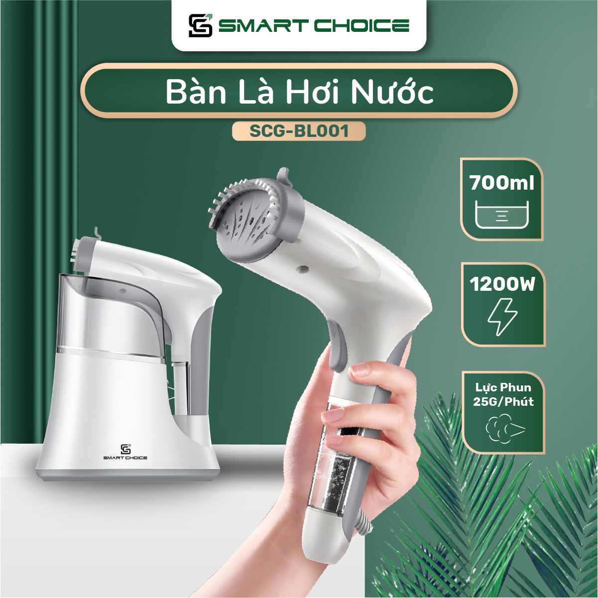 Bàn Là Hơi Nước SmartChoice SCG-BL001 Hàng chính hãng 1200w 700ml, Bàn Ủi Hơi Nước Cầm Tay Cao Cấp Là Mọi Loại Vải
