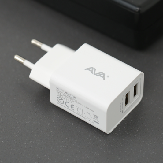 Adapter sạc 2 cổng USB 12W Dual AVA ACL168 Trắng - Hàng Chính Hãng