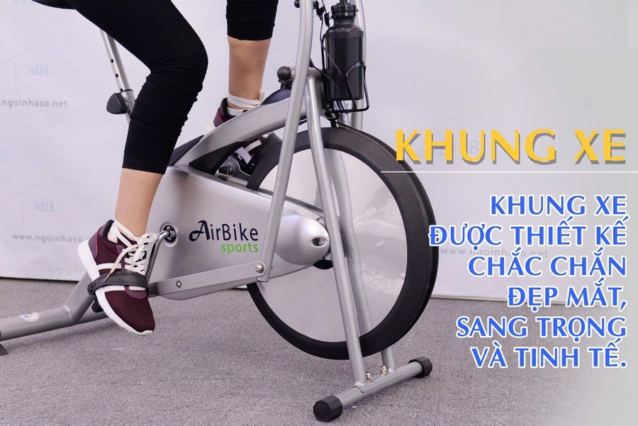 Xe Đạp Tập Thể Dục Air Bike MK98 Màu Xám Bạc cđ ôồng hồ đo nhịp tim