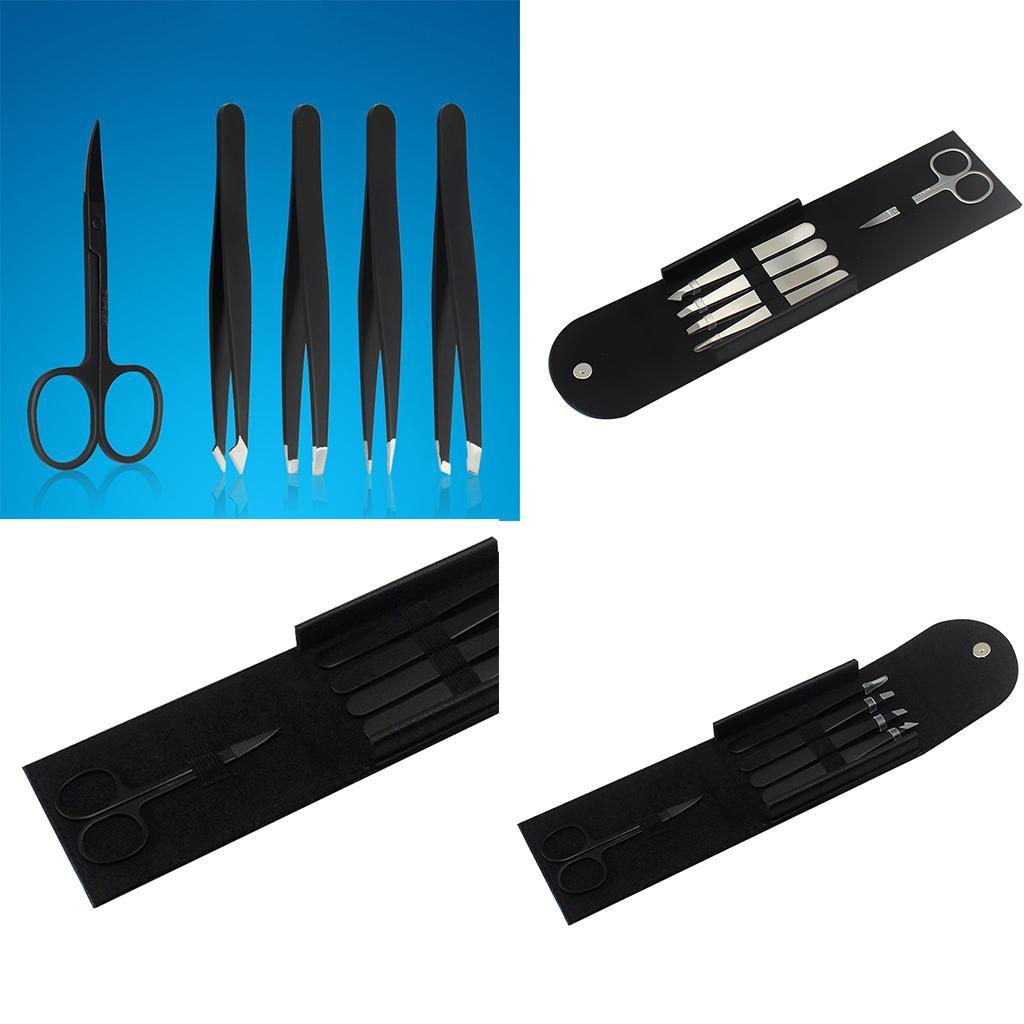 5x Stainless Tweezer Scissors Eyelash Clip Nose Face Ingrown Hair Removal