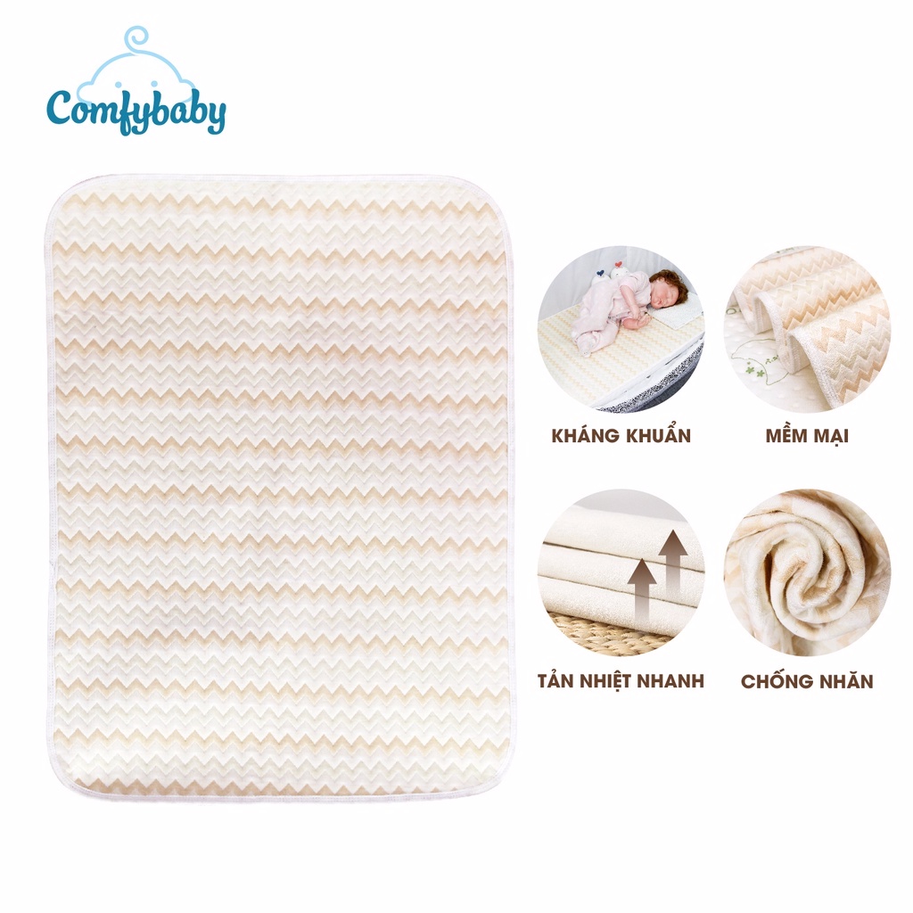 Tấm lót chống thấm thay tã cho bé 4 lớp 100% Sợi Tre Bamboo / Organic cotton (Cotton hữu cơ) thoáng khí, chống thấm nước Comfybaby