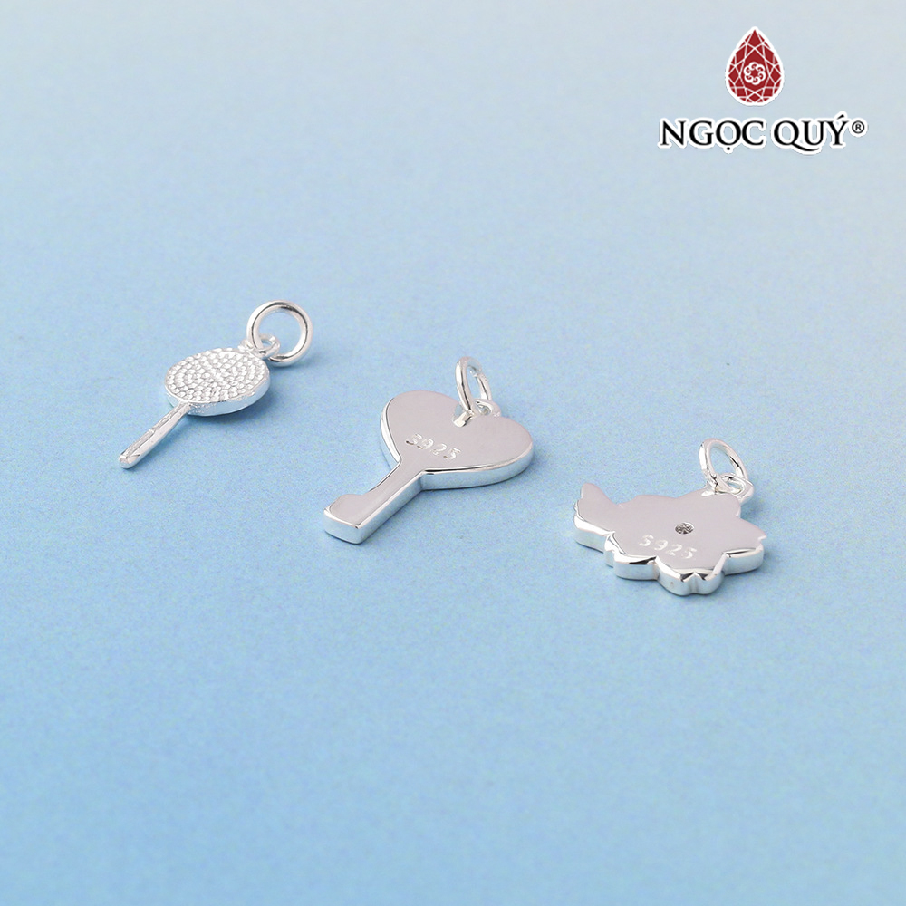 Charm bạc treo hình chìa khóa trái tim - Ngọc Quý Gemstones