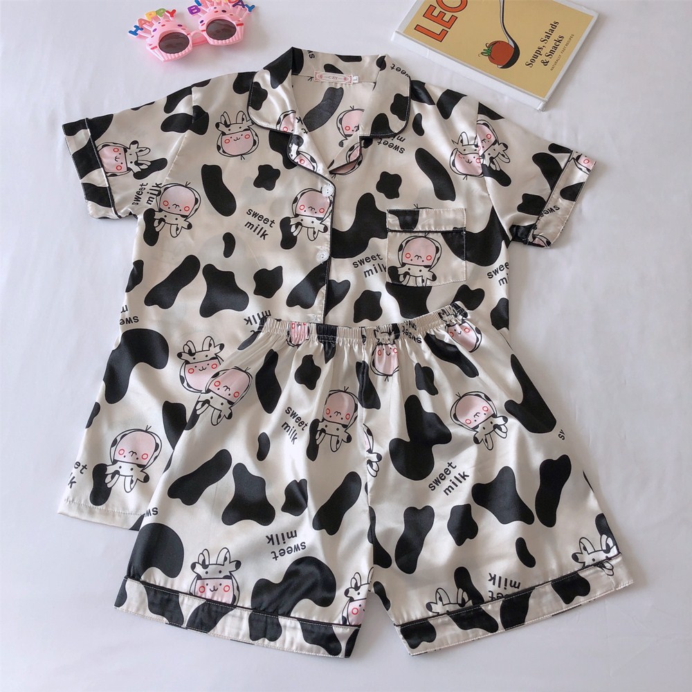 Pijama lụa đùi họa tiết Quảng Châu