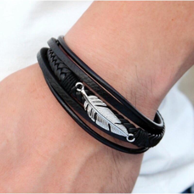 Vòng Tay Nam Hanmade AROTI Chất Dây Da Cao Cấp, Khóa và Charm Titan Cực Đẹp, Phong Cách Sang Trọng, Cá Tính VT615-D