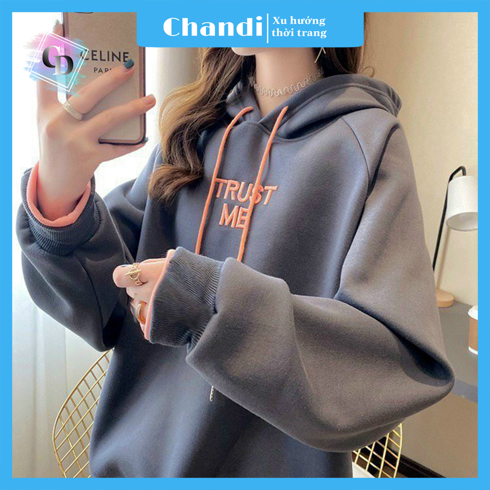 Áo khoác nữ hoodie , mẫu mới thu đông Chandi Kèm Ảnh Thật 2021 HD10