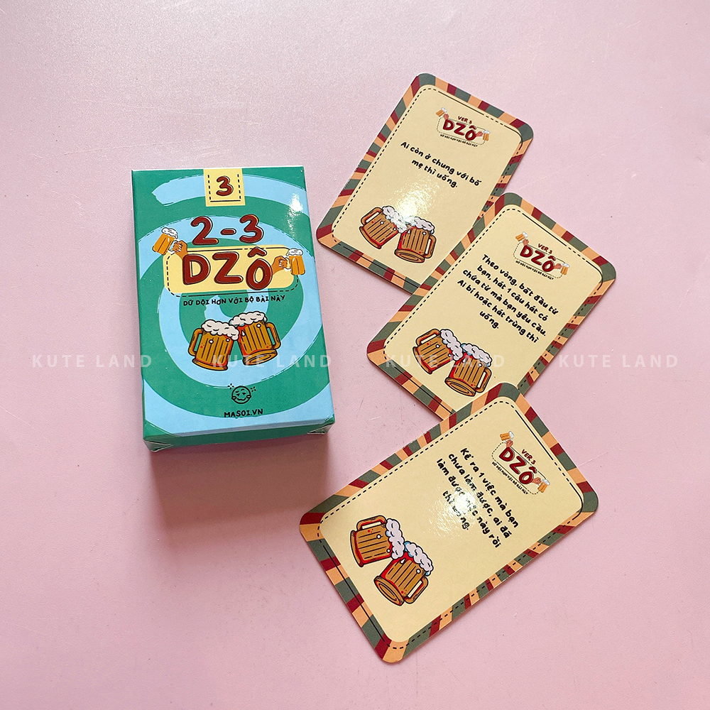 Bộ bài Drinking 2-3 Dzô phiên bản màu Xanh gồm 35 lá, bộ bài nhậu độc đáo và thú vị trong các buổi tụi họp