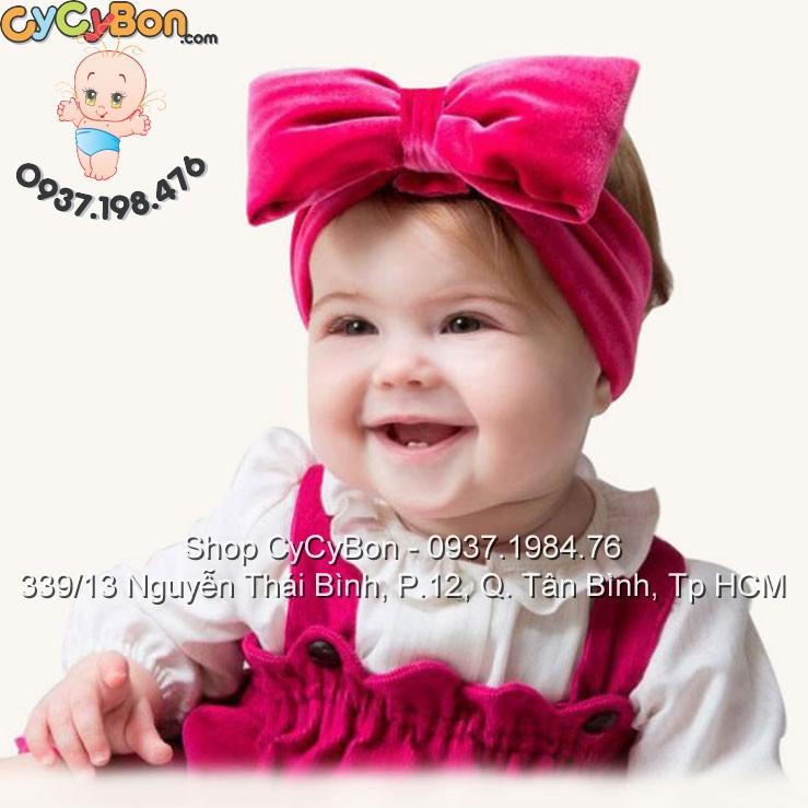Băng Đô Chất Thun Nhung Đính Nơ Nổi - Siêu Kute Cho Bé Gái