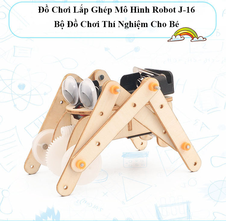 Bộ Đồ Chơi Lắp Ghép Xếp Hình Robot J-16. Đồ Chơi Thí Nghiệm Bằng Gỗ Cho Bé + Tặng Kèm 1 Tranh Ghép Bằng Gỗ