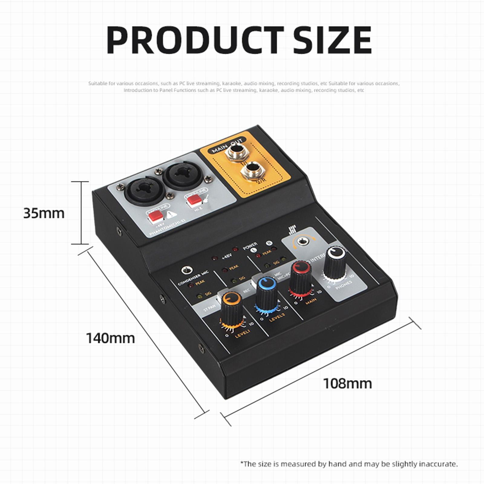 Mini Audio Mixer 48V Mini Sound Board Console for Live KTV