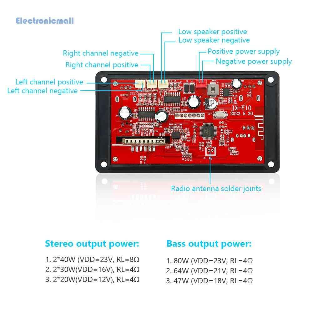 Bảng Mạch Giải Mã Máy Nghe Nhạc MP3 Kết Nối Bluetooth 5.0 2x40W 12V 80W