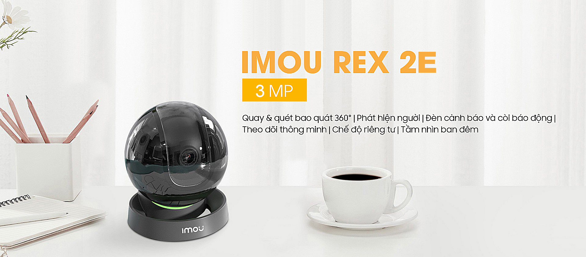 Camera Wifi imou Rex 2E 5MP Có màu Ban đêm, đàm thoại 2 chiều , cảnh báo đèn và còi - Hàng chính hãng