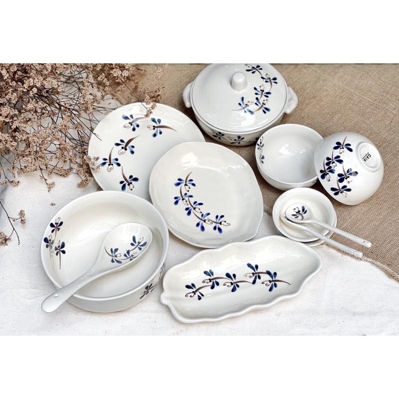 Set bát đĩa 10-14 món. Gốm sứ Bát Tràng.