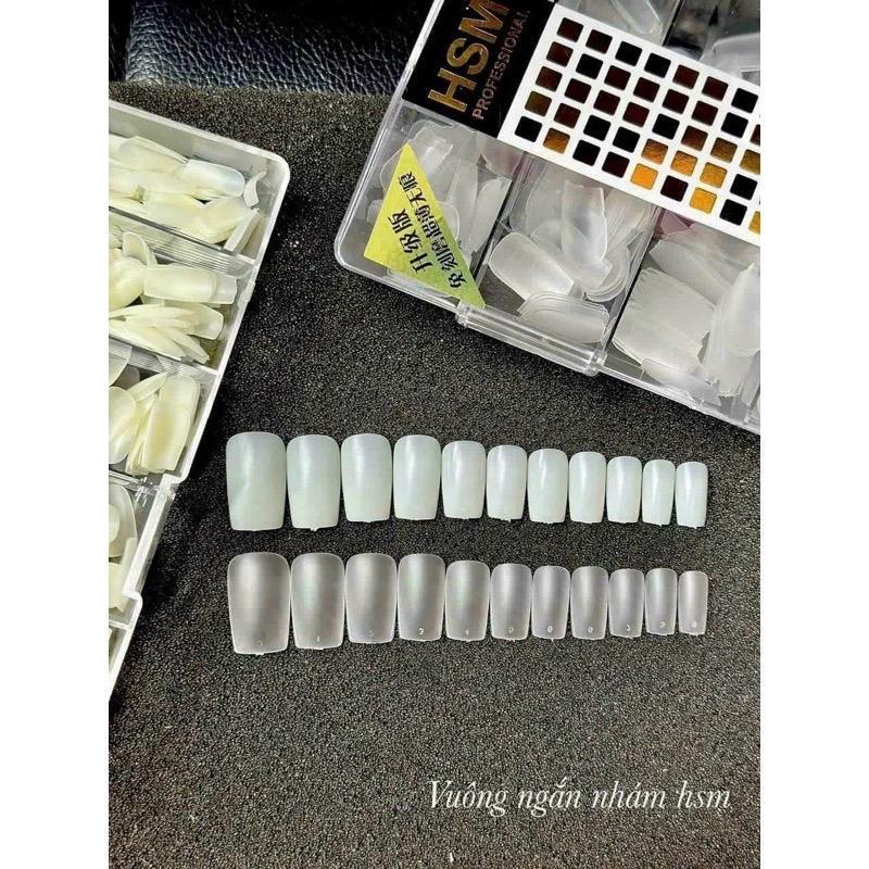 Móng Úp Tay HSM Trong Nhám Form Hạt Na Tròn Ngắn, Vuông Ngắn Nhám Trong Móng Up HSM Đủ Size Hộp 500 Móng Siêu Mỏng Đẹp Chuyên Dùng Làm Nail Nữ Women