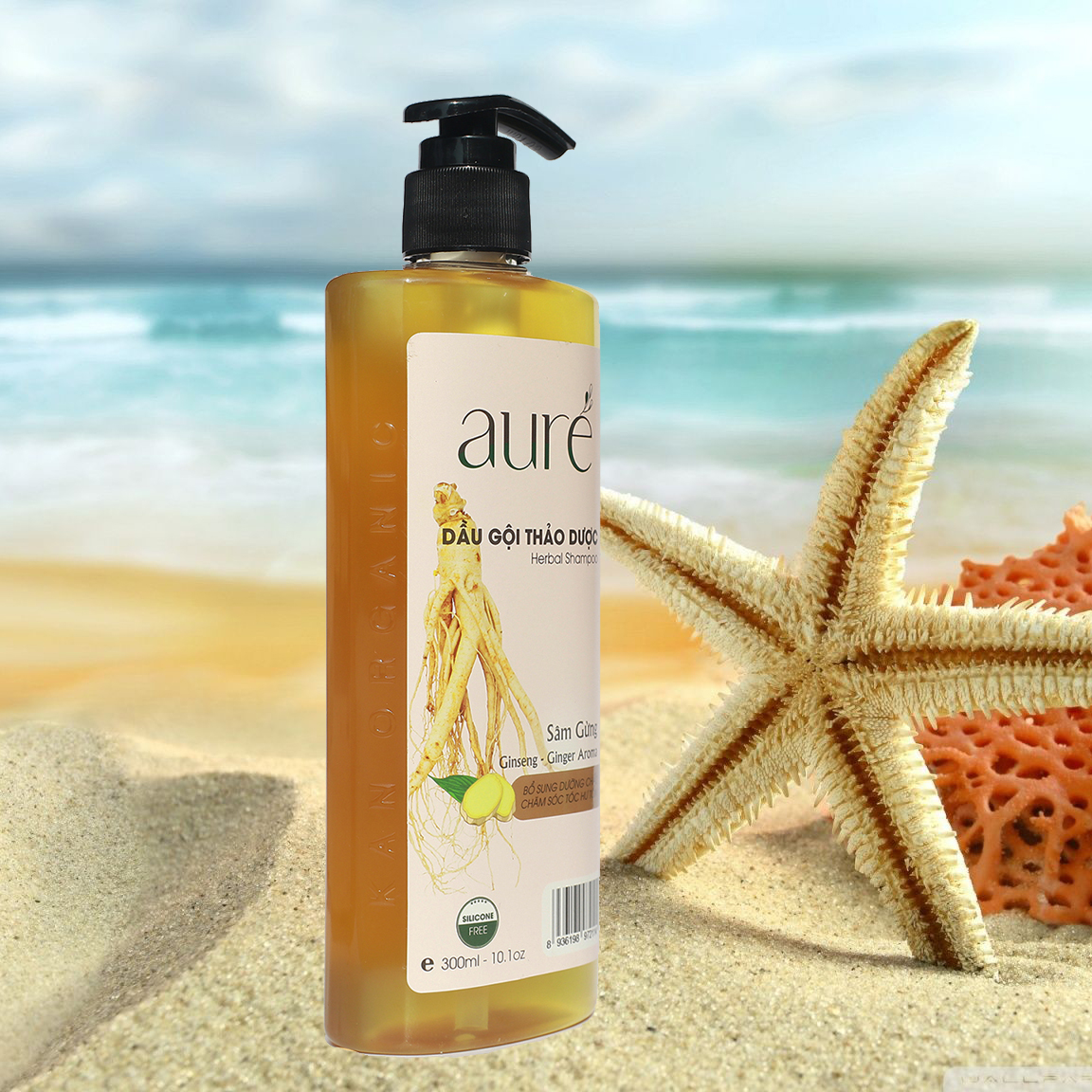 AURÉ, Dầu gội thảo dược Nhiệt, Nhân sâm gừng, Shampoo Ginseng Ginger Extra, Bổ sung dưỡng chất chăm sóc tóc hư tổn, chai 300ml