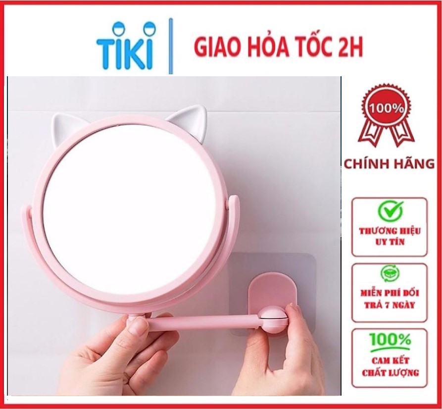 Gương soi gắn tường, gương trang điểm họa tiết tai mèo