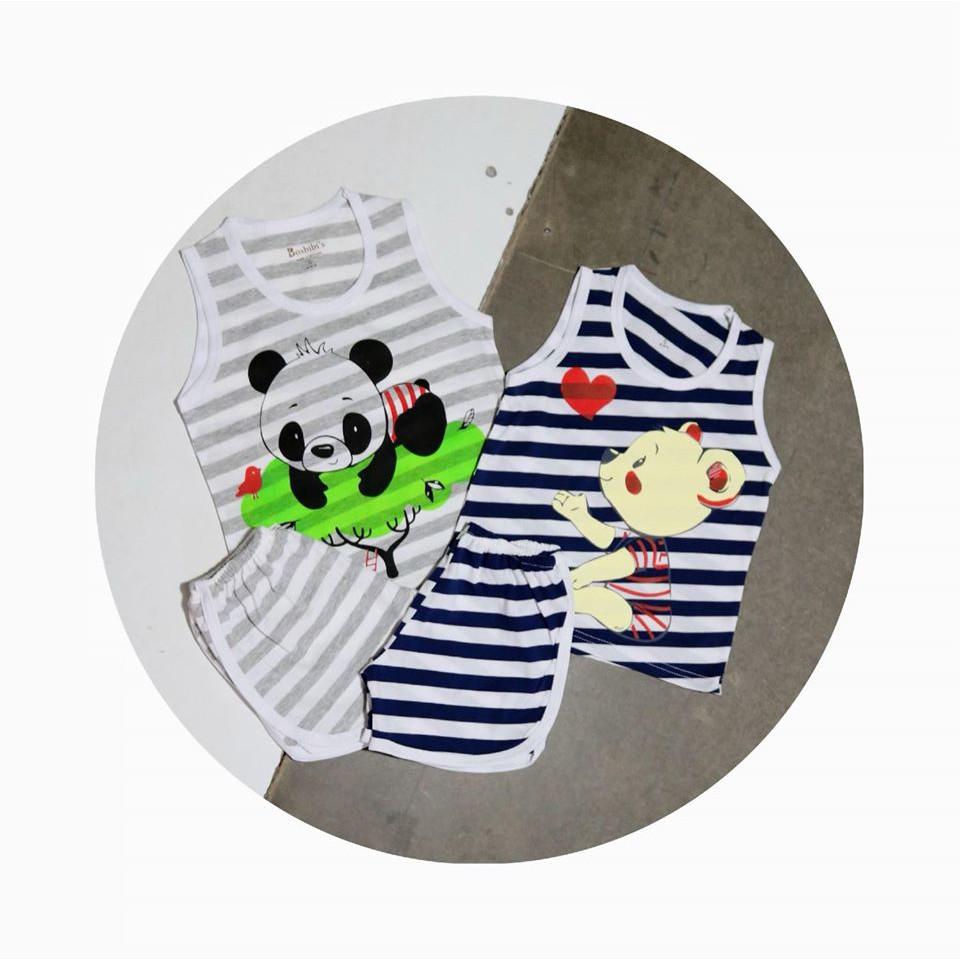 Combo 5 Bộ quần áo bé trai sọc ngang cao cấp vải cotton 100% 2 chiều