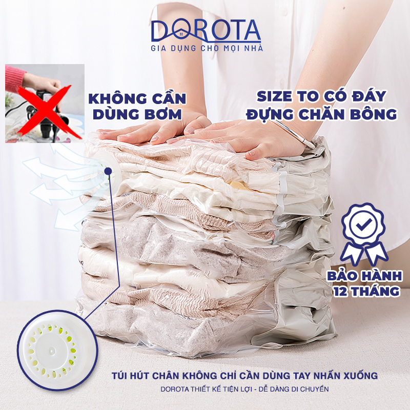 Túi hút chân không quần áo DOROTA không cần dùng bơm tái sử dụng chống mốc chống nước 45x70cm FL457